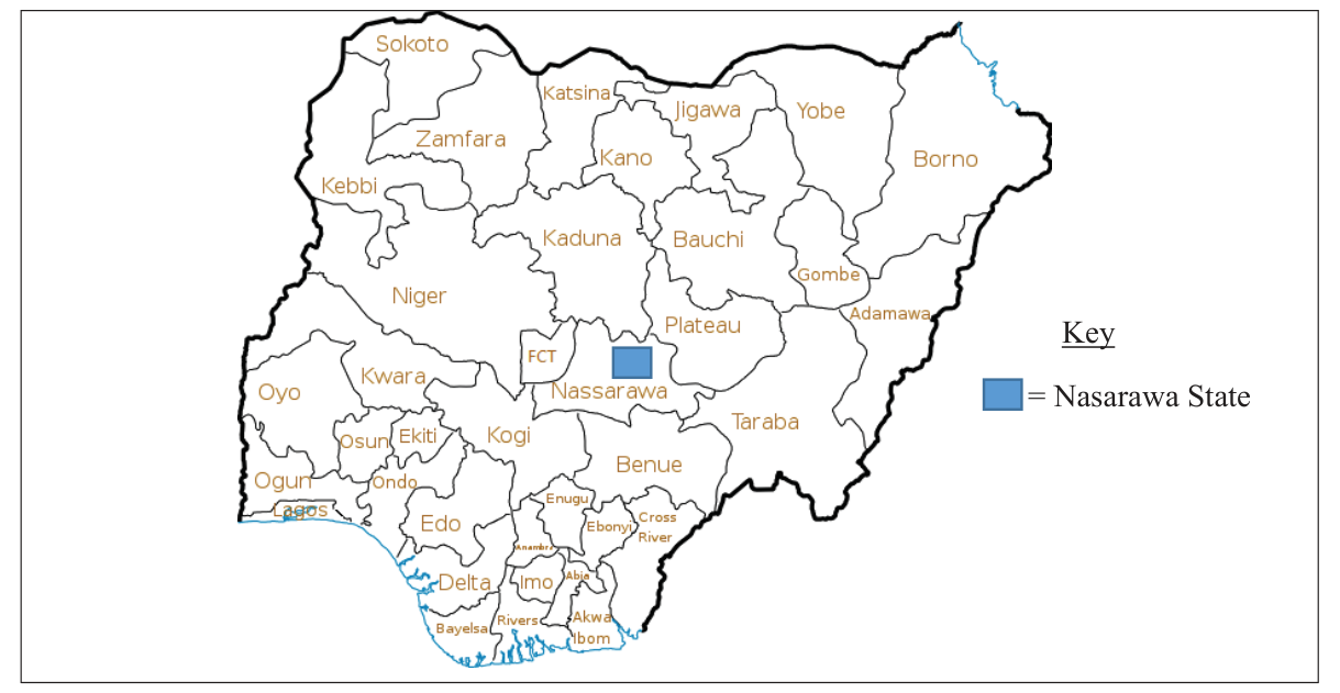 Figure 2 . Map of Nigeria showing Nasarawa State.